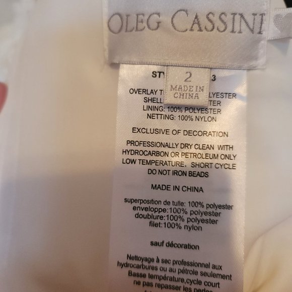 Oleg Cassini cap sleeve illusion wedding dress STYLE# CMK513 - Picture 10 of 11